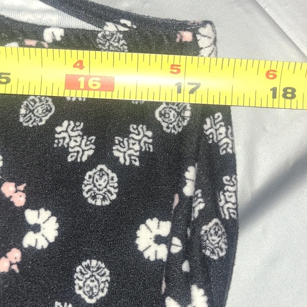 Midi Sundress Black White Pastel Peach Geometric Print w Tie V Neck Keyhole EUC